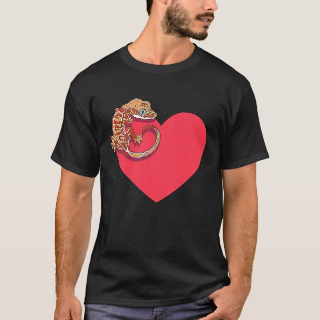 Gecko Love Crested Gecko Lover Gecko Heart Cute Cr T-Shirt (Front)