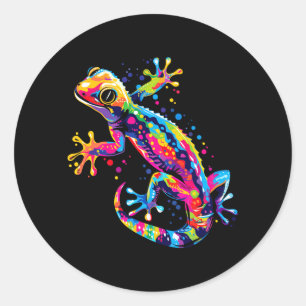 Gecko Motif Lizard Reptiles Gekko Iguana Gecko Classic Round Sticker