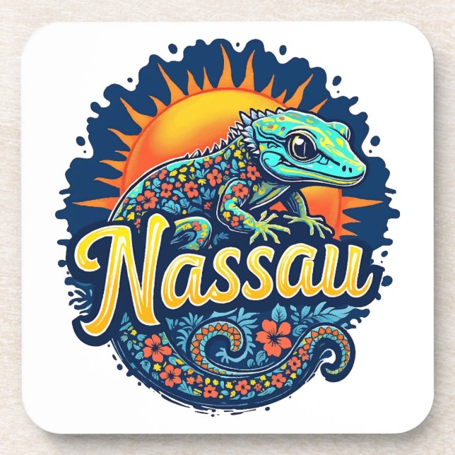 Gecko Nassau Bahamas Caribbean Coaster (Front)