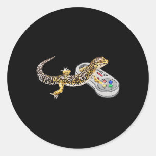 Gecko Playing Video Game Lizard & Reptiles Gam Classic Round Sticker