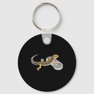 Gecko Playing Video Game Lizard &amp; Reptiles Gam Key Ring