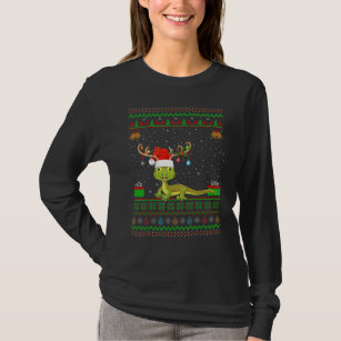 Gecko  Reindeer Santa Hat Matching Ugly Gecko Chri T-Shirt