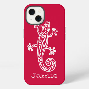 Gecko reptile white & red name iPhone case