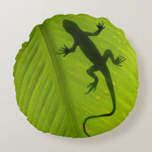Gecko Silhouette Round Cushion
