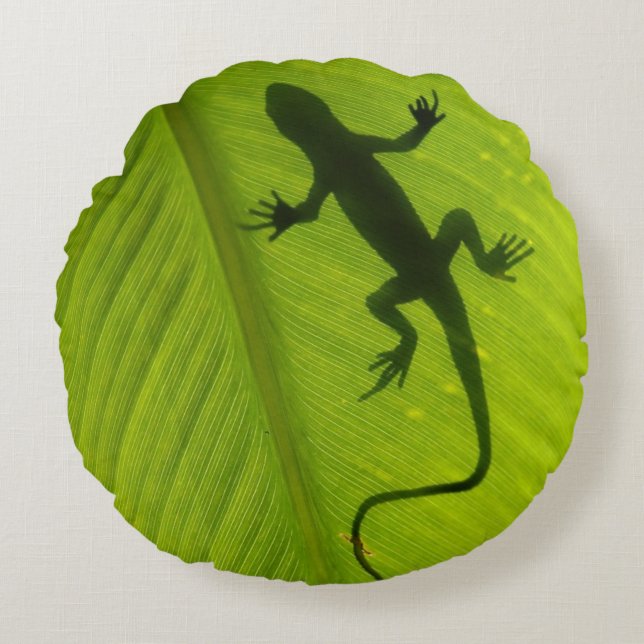 Gecko Silhouette Round Cushion (Front)