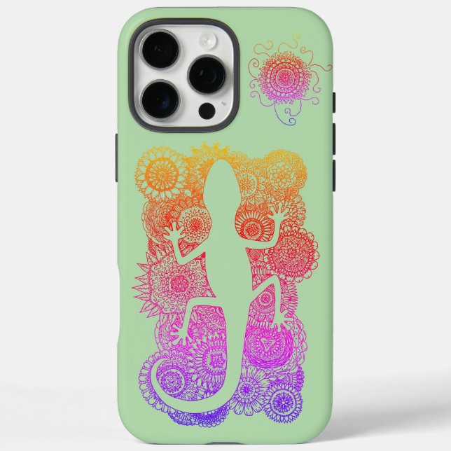 Gecko sits on Mandala Floumen Case-Mate iPhone Case (Back)