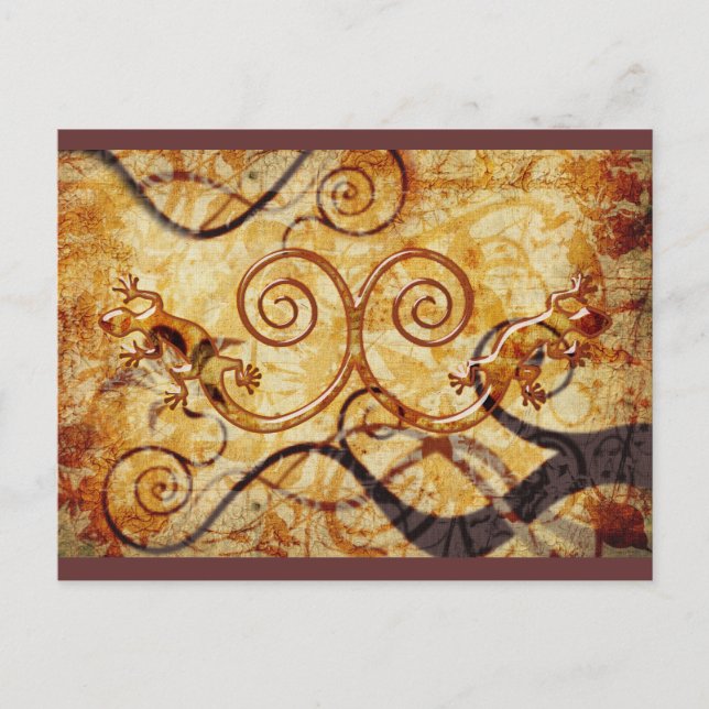 Gecko Spiral Twins Postcard (Front)