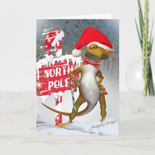 Gecko Visits North Pole Cards (Front)