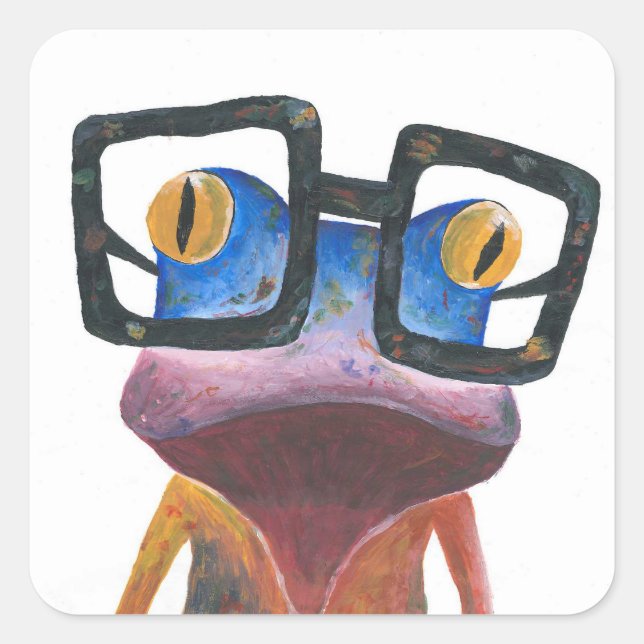 Gecko with Glasses Retro Sticker (Front)