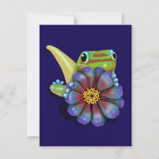 Gecko with Zinnia Flower Postcard
