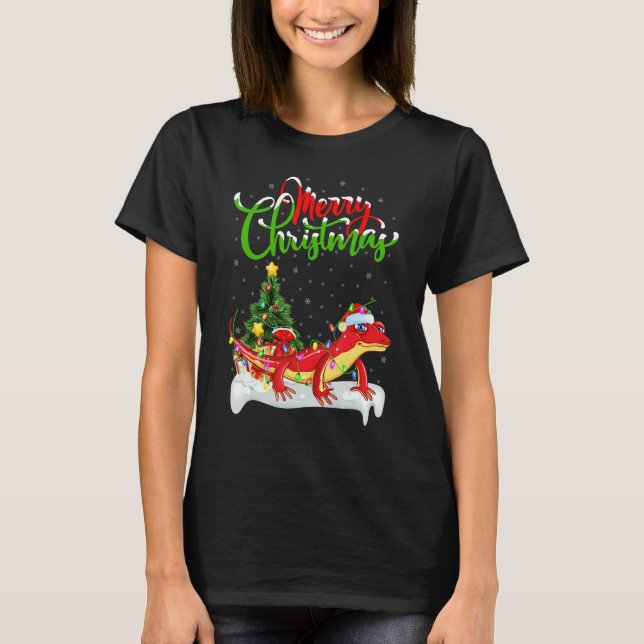 Gecko   Xmas Decorations Santa Gecko Christmas T-Shirt (Front)