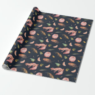 Geckos and Roaches Wrapping Paper Pattern in Blue
