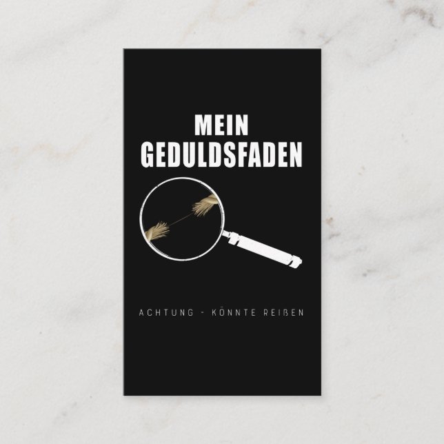 Geduldsfaden Spruch Keine Geduld Frauen Humorvoll Business Card (Front)