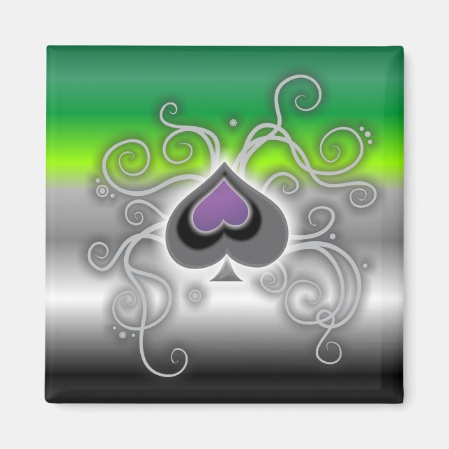 Geebot's aro ace spade logo square pride flag magnet (Front)