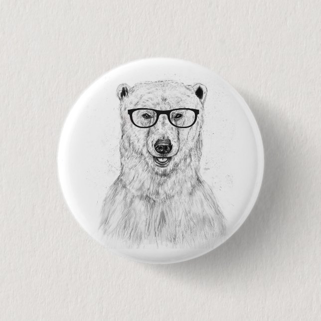 Geek bear 3 cm round badge (Front)
