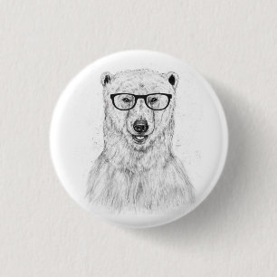 Geek bear 3 cm round badge