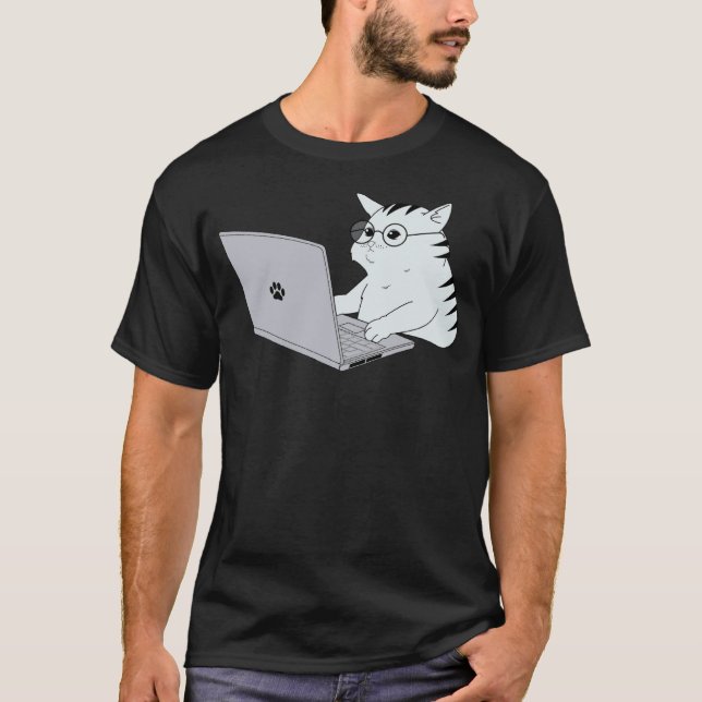 Geek Cat Work from Home T-Shirt (Front)