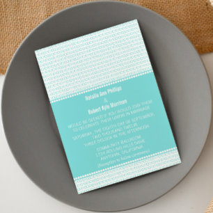 Geek Chic Binary Code Wedding Invitation, Aqua Invitation
