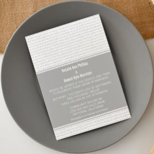 Geek Chic Binary Code Wedding Invitation, Grey Invitation