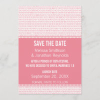 Geek Chic Binary Save the Date Invite, Pink