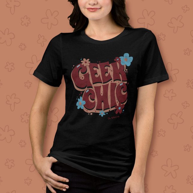 Geek Chic Hand-Lettered Floral Text Design Tri-Blend Shirt (Creator Uploaded)
