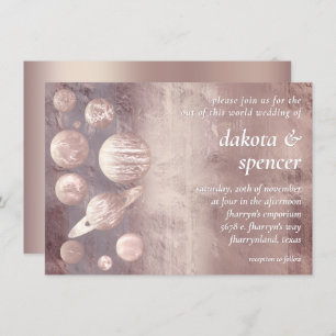 Geek Chic Wedding   Copper Rose Gold Solar System Invitation