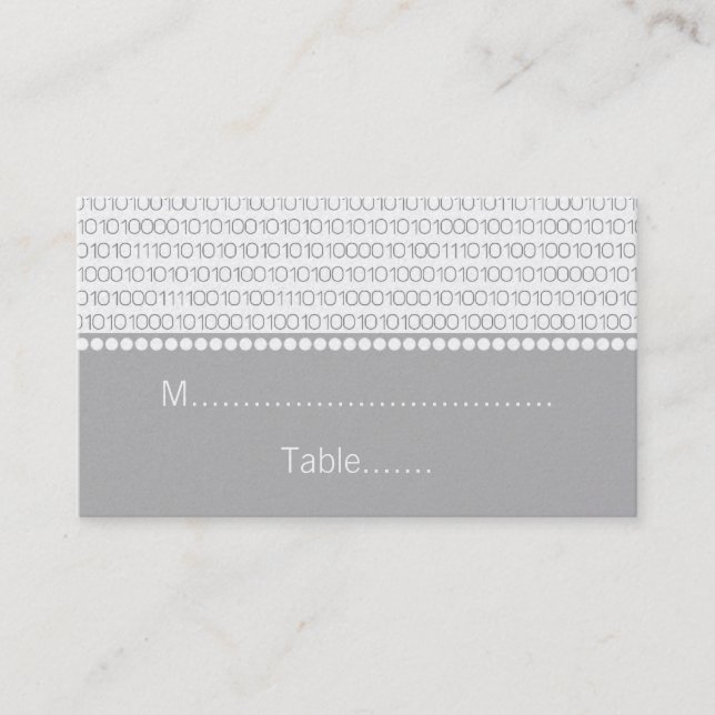 Geek Chic Wedding Place Cards, Grey Card (Front)