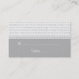 Geek Chic Wedding Place Cards, Grey Place Card