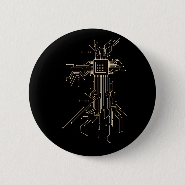 Geek Computer Processor Illustration 6 Cm Round Badge (Front)
