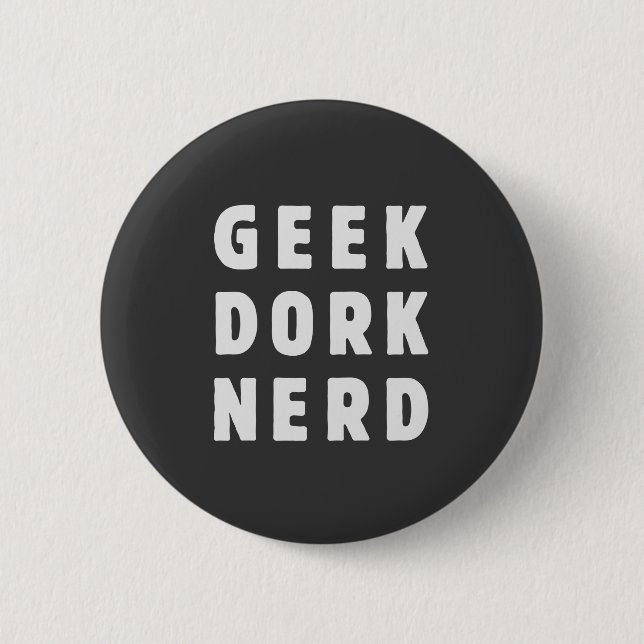 Geek, dork, nerd(and loving it) 6 cm round badge (Front)