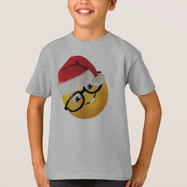 geek emoji santa funny christmas t-shirt design (Front)
