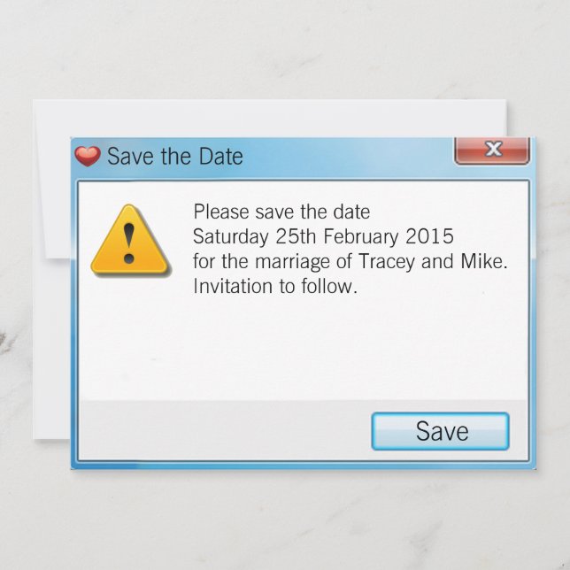 Geek Error Message Save the Date Invitation Blue (Front)