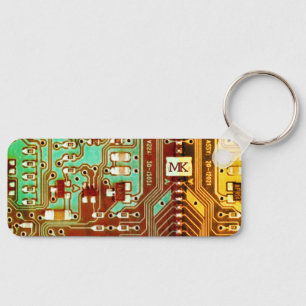 Geek Ethnic Printed Circuit Board Robotic Initials Key Ring
