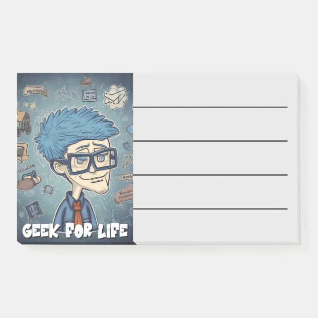 Geek For Life Funny Sarcastic Nerdy AI Generated Post-it Notes (Front)