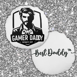 Geek Gamer Dad Happy Father's Day   Round Cushion