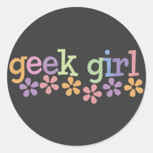 Geek Girl Daisies Classic Round Sticker