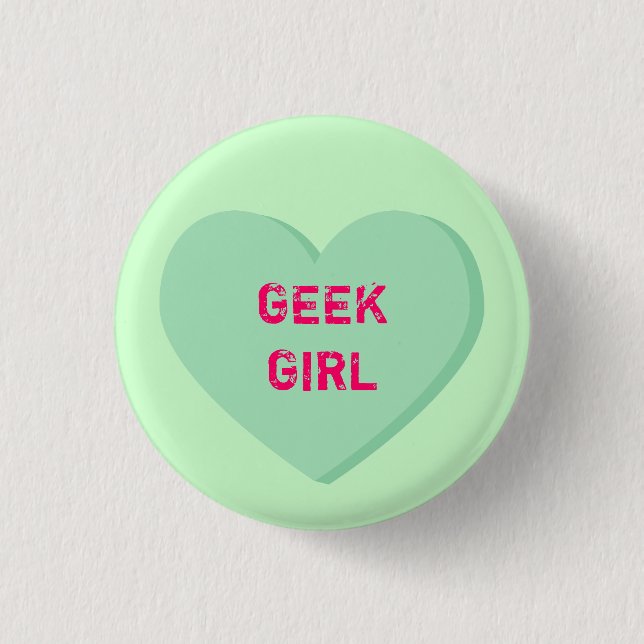 Geek Girl Heart 3 Cm Round Badge (Front)