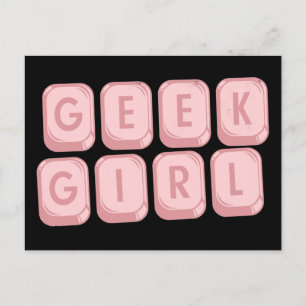 Geek Girl Pink Keyboard Postcard