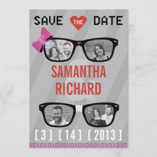 Geek Glasses & Hearts Wedding Save the Date