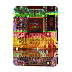 Geek & Glitch printed circuit board robotic Name Magnet
