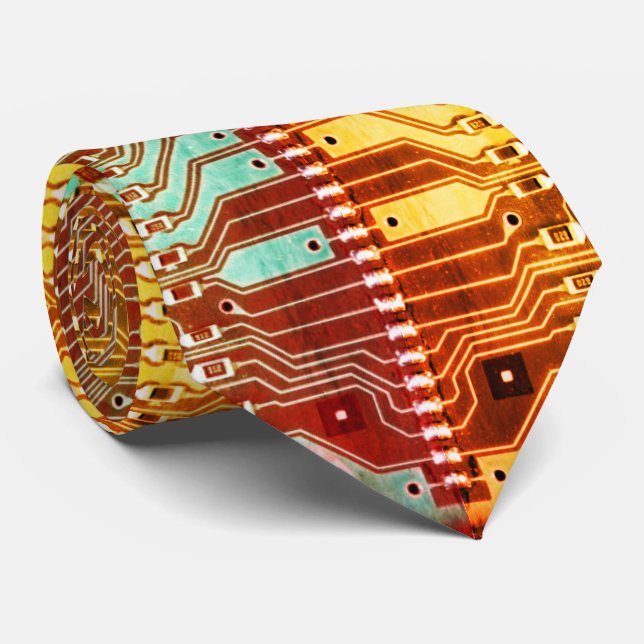 Geek & Glitch printed circuit board robotic Name Tie (Rolled)