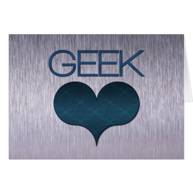 Geek Love (Heart) Card, Dark Blue (Front Horizontal)