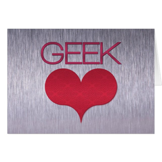 Geek Love (Heart) Card, Dark Pink (Front Horizontal)
