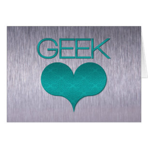 Geek Love (Heart) Card, Turquoise