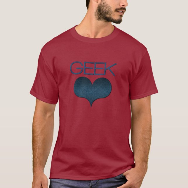 Geek Love (Heart) Men's Dark Tee, Dark Blue T-Shirt (Front)