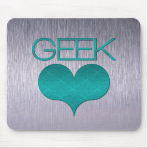 Geek Love (Heart) Mousepad, Turquoise Mouse Pad