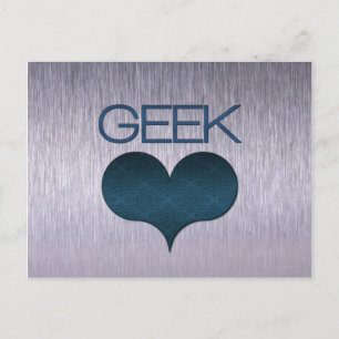 Geek Love (Heart) Postcard, Dark Blue Postcard