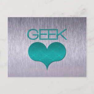 Geek Love (Heart) Postcard, Turquoise Postcard