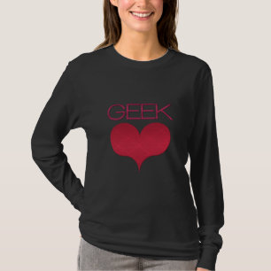Geek Love (Heart) Women's Dark Tee, Dark Pink T-Shirt