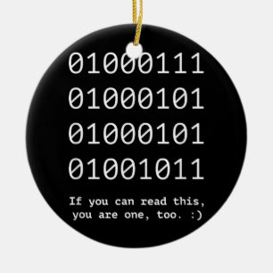 GEEK Nerd Binary Text Code Software Engineer Ceramic Ornament